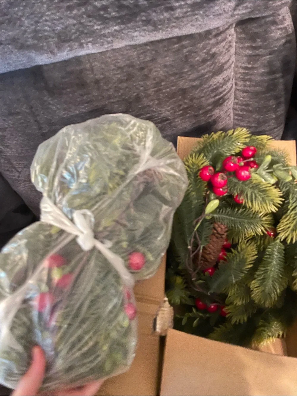 Evergreen Holiday Garland with Red Berry Accents